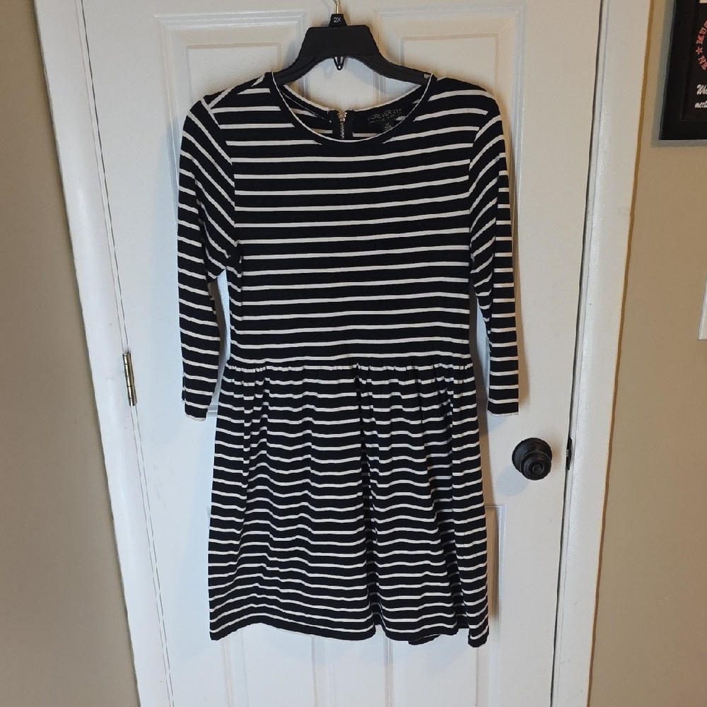 Forever 21 Kids Navy and White Striped Dress